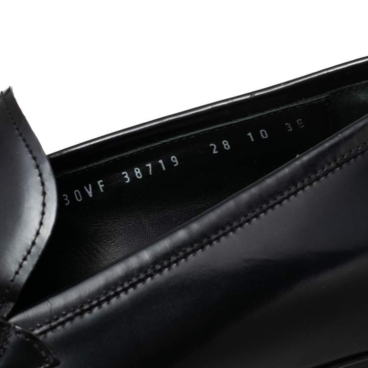 Pre Owned Salvatore Ferragamo Black Leather Slip On Loafers Size 44