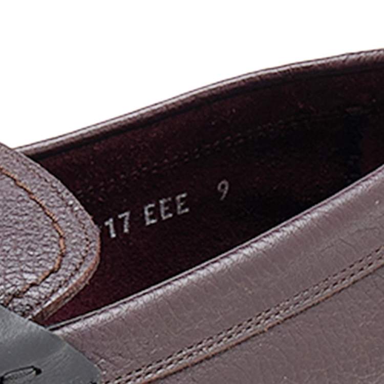 Pre Owned Salvatore Ferragamo Burgundy/Black Leather Gancini Bit Slip On Loafers Size 43
