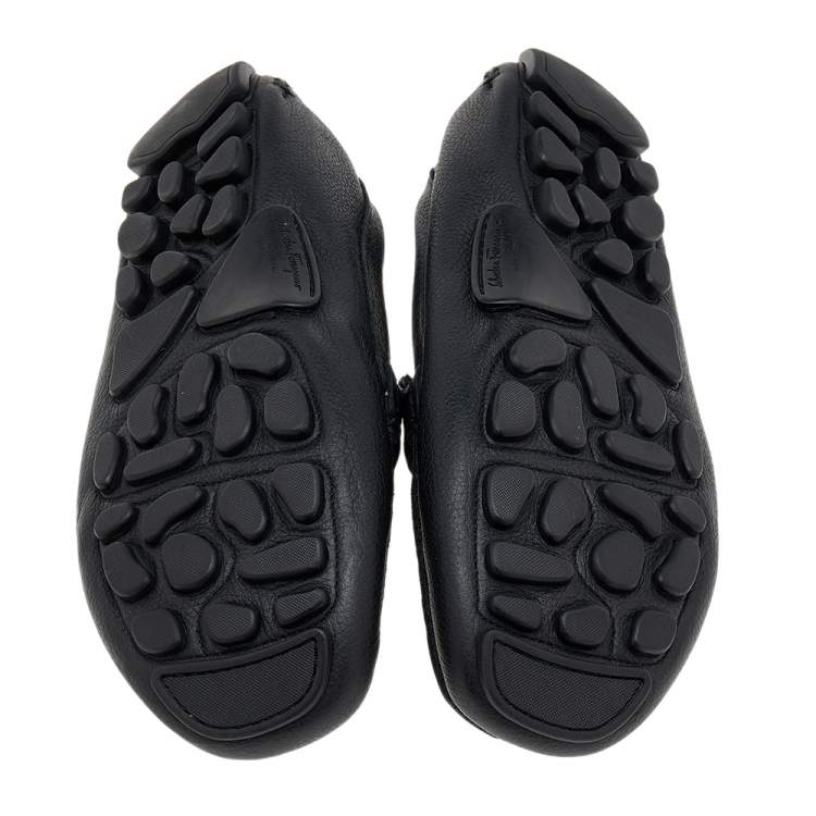 Pre Owned Salvatore Ferragamo Black Leather Gancini Bit Slip On Loafers Size 43