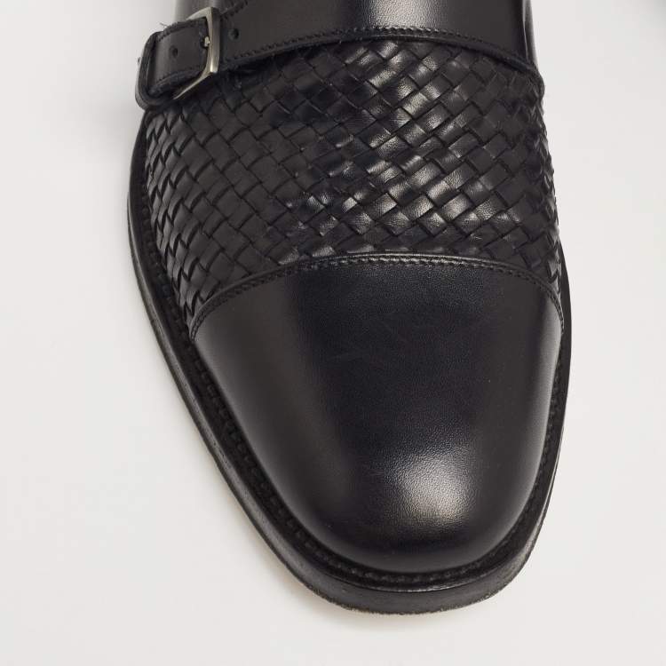 مملوكة مسبقًا Salvatore Ferragamo Black Leather Tramezza Double-Monk Loafers Size 43