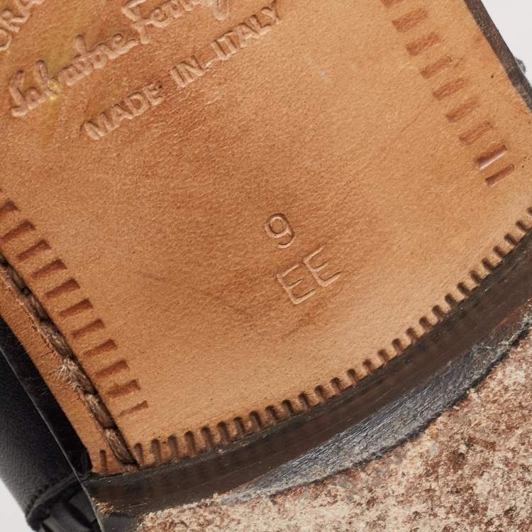 مملوكة مسبقًا Salvatore Ferragamo Black Leather Tramezza Double-Monk Loafers Size 43