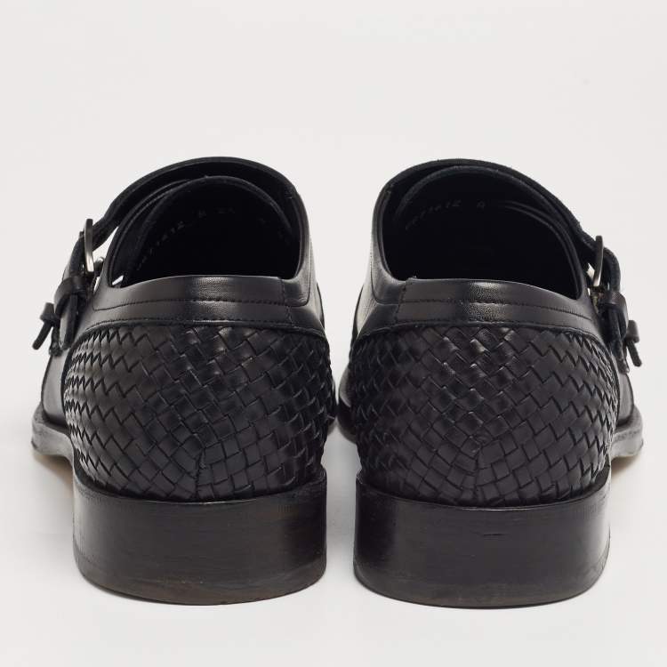 مملوكة مسبقًا Salvatore Ferragamo Black Leather Tramezza Double-Monk Loafers Size 43
