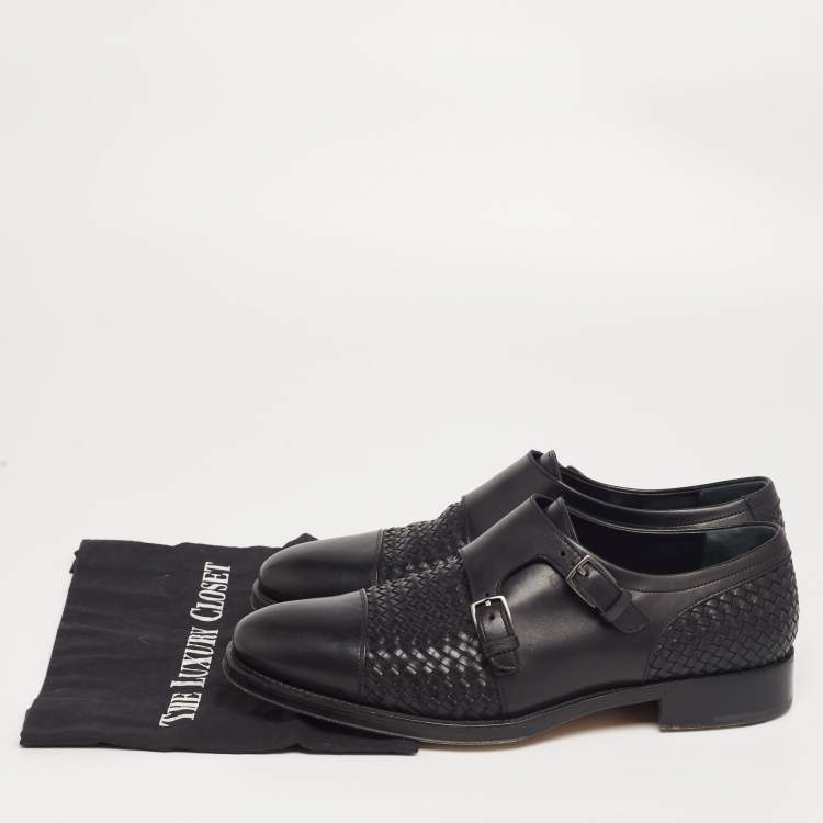 مملوكة مسبقًا Salvatore Ferragamo Black Leather Tramezza Double-Monk Loafers Size 43