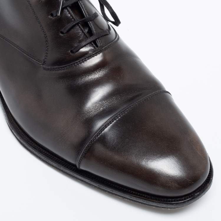 Pre Owned Salvatore Ferragamo Two Tone  Leather Aiden Oxfords Size 43