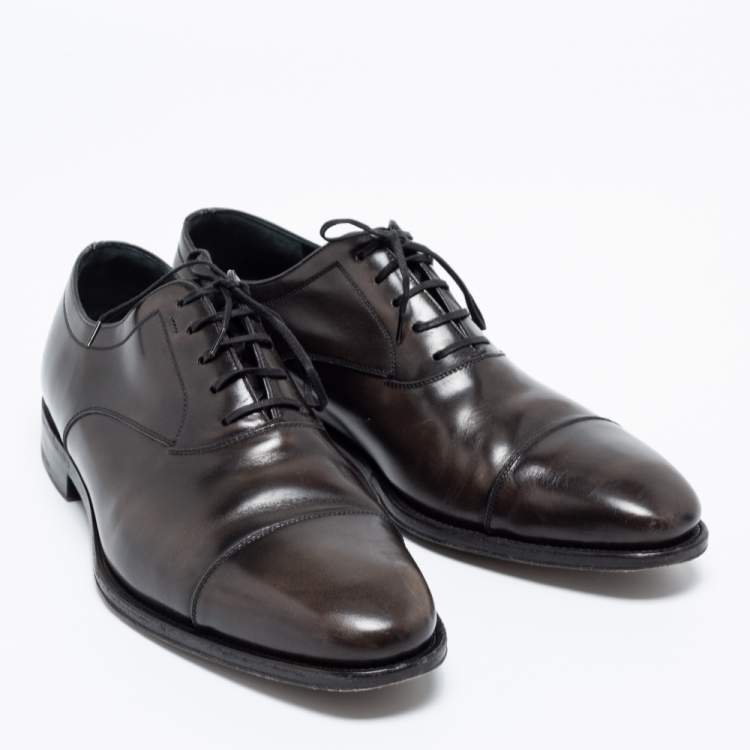 Pre Owned Salvatore Ferragamo Two Tone  Leather Aiden Oxfords Size 43