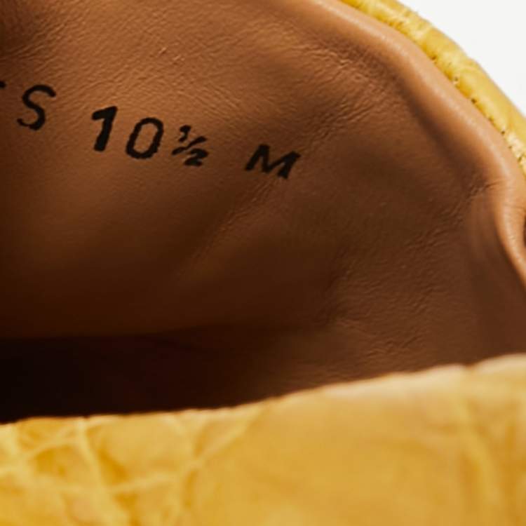 Pre Owned Salvatore Ferragamo Yellow Crocodile Leather Lampedusa Slip On Espadrilles Size 44.5