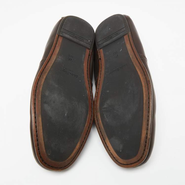 Pre Owned Salvatore Ferragamo Dark Brown Leather Slip-On Loafers Size 43.5