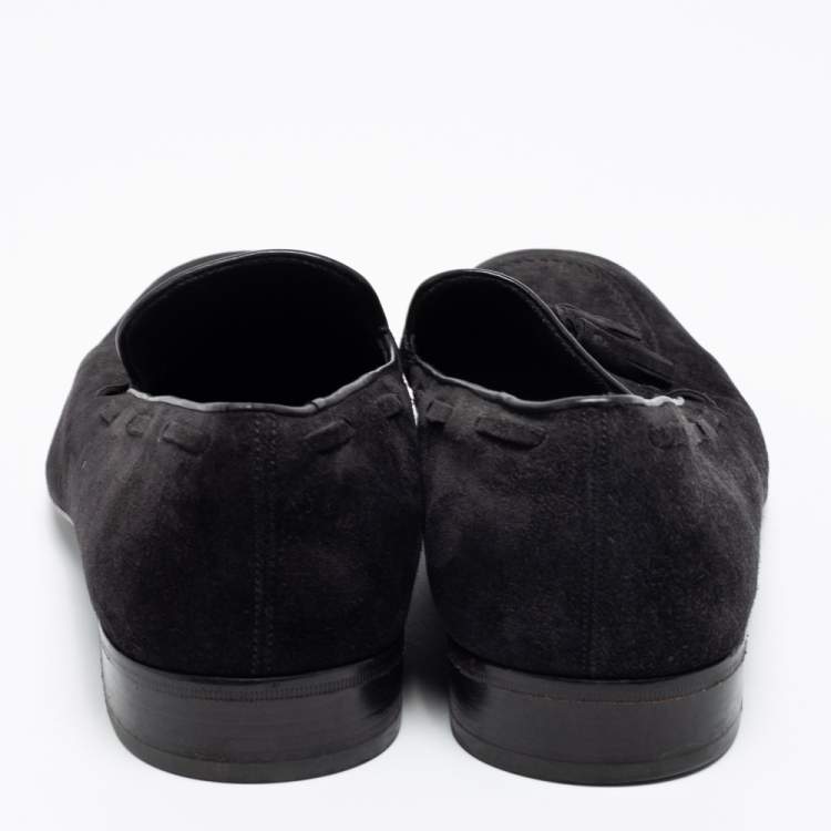 Pre Owned Salvatore Ferragamo Black Suede Loreno Tassel Slip On Loafers Size 42.5