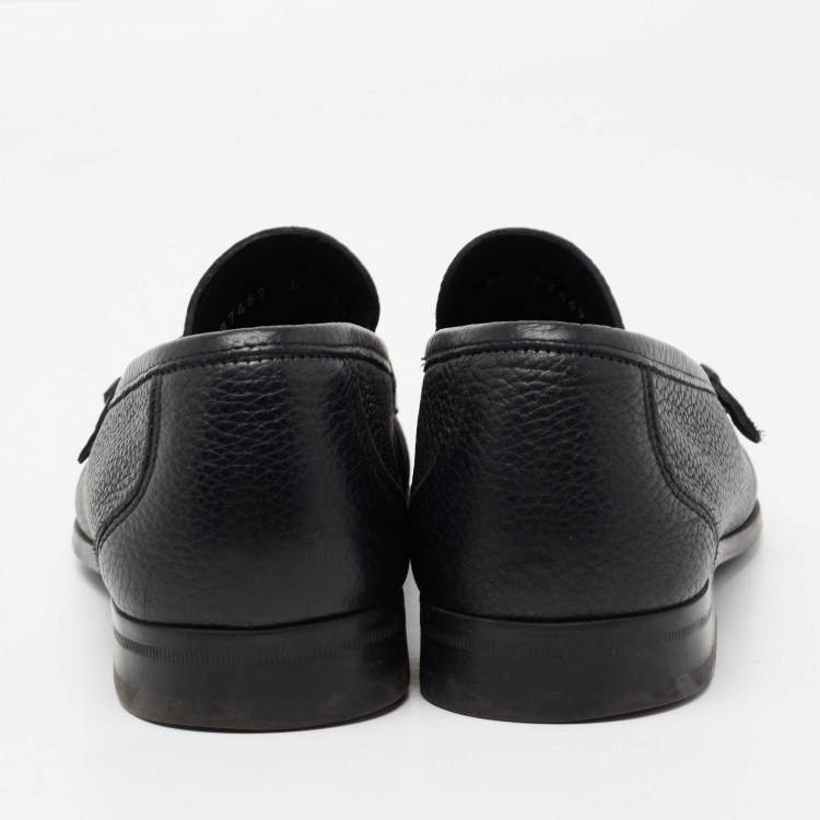 Pre Owned Salvatore Ferragamo Black Leather Adam Loafers Size 42.5