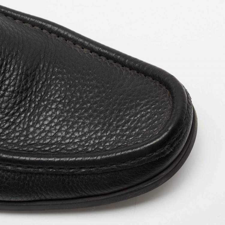 Pre Owned Salvatore Ferragamo Black Leather Adam Loafers Size 42.5