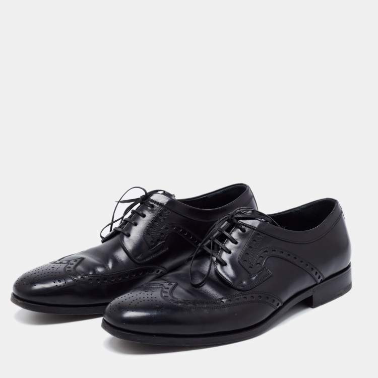 مملوكة مسبقًا Salvatore Ferragamo Black Leather Lace Up Derby Size 42