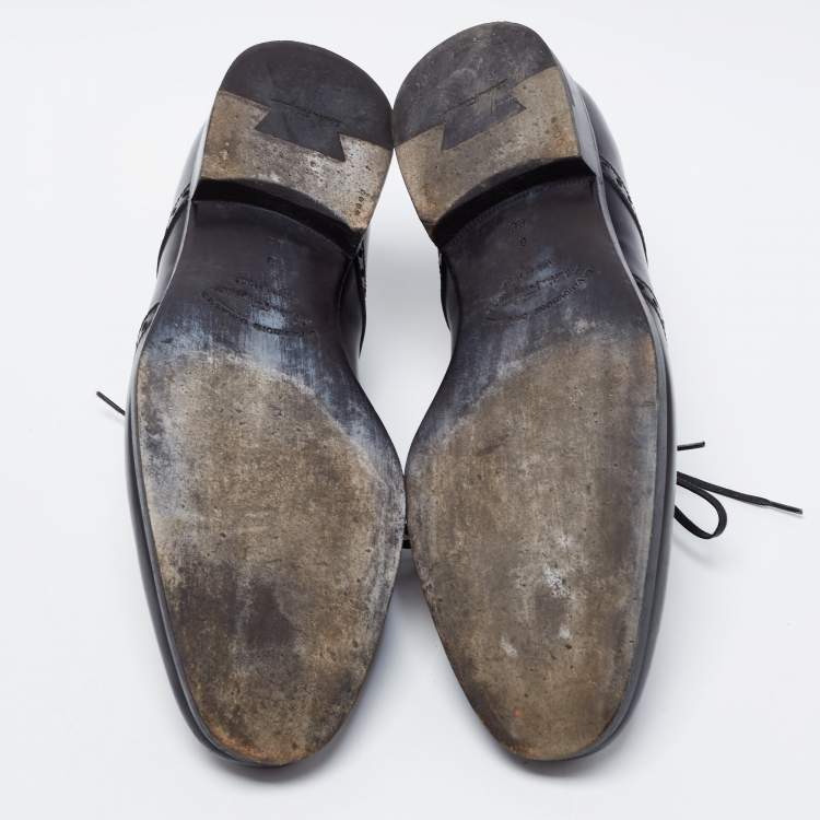 مملوكة مسبقًا Salvatore Ferragamo Black Leather Lace Up Derby Size 42