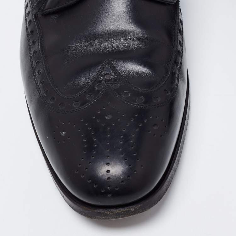 مملوكة مسبقًا Salvatore Ferragamo Black Leather Lace Up Derby Size 42