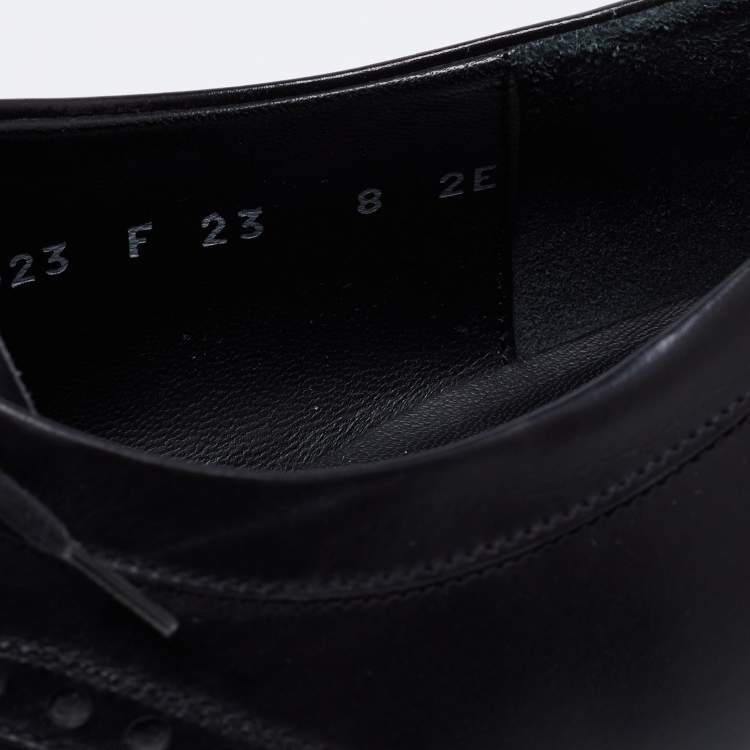 مملوكة مسبقًا Salvatore Ferragamo Black Leather Lace Up Derby Size 42
