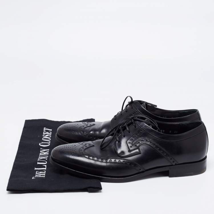 مملوكة مسبقًا Salvatore Ferragamo Black Leather Lace Up Derby Size 42
