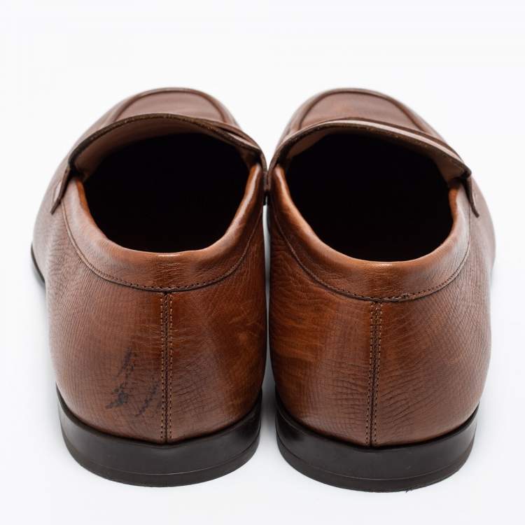 Pre Owned Salvatore Ferragamo Brown Leather Connor Loafers Size 46
