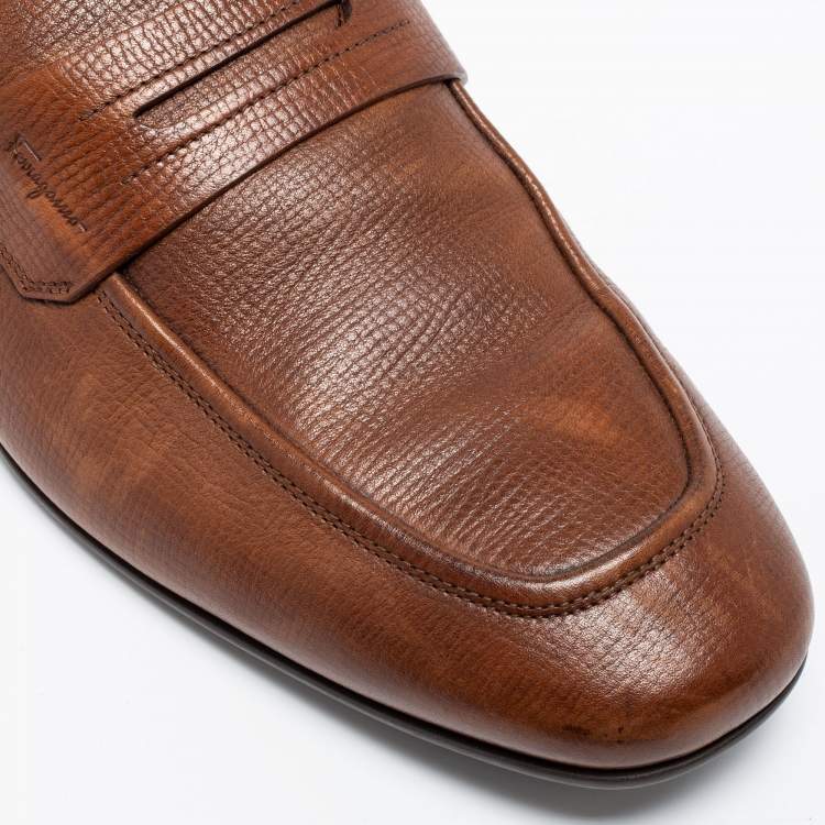 Pre Owned Salvatore Ferragamo Brown Leather Connor Loafers Size 46