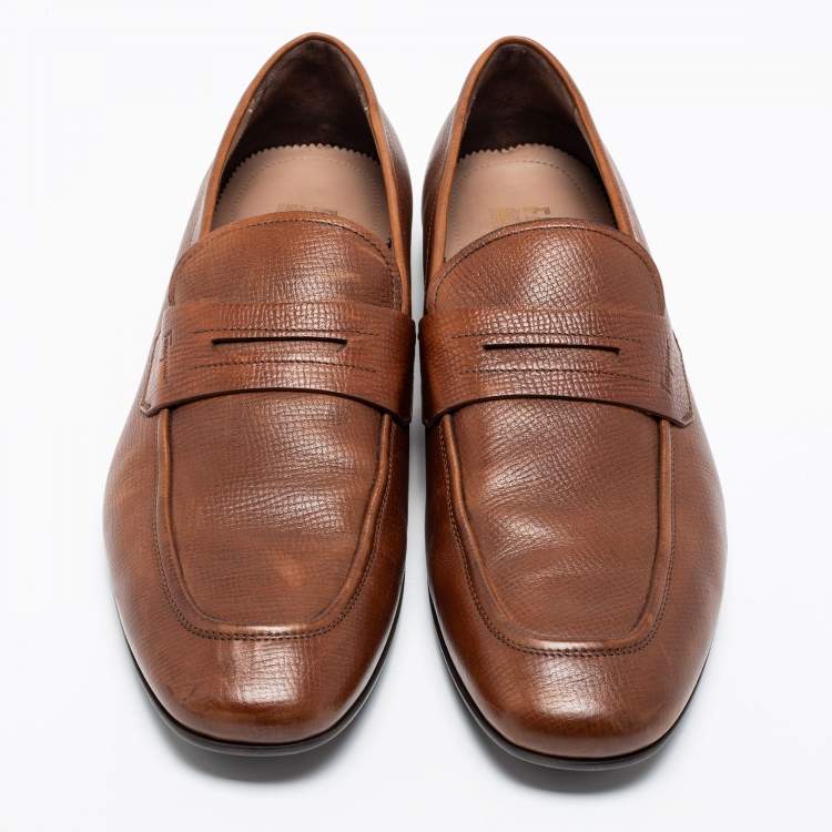 Pre Owned Salvatore Ferragamo Brown Leather Connor Loafers Size 46