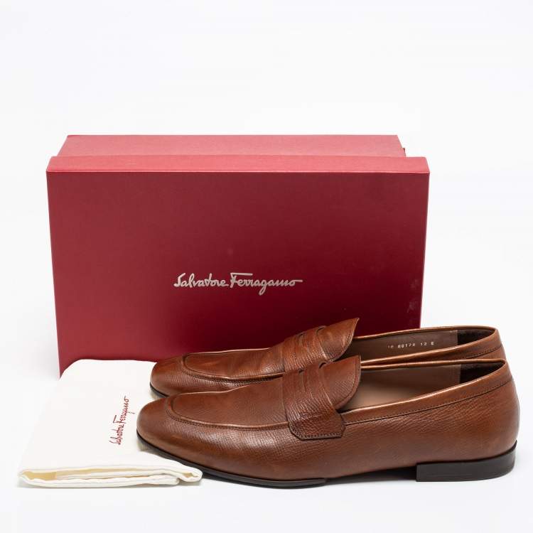 Pre Owned Salvatore Ferragamo Brown Leather Connor Loafers Size 46