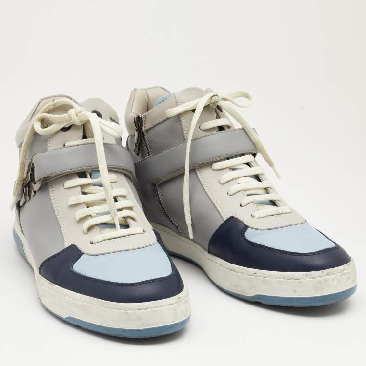 Pre Owned Salvatore Ferragamo Multicolor Leather Nayon High Top Sneakers Size 44