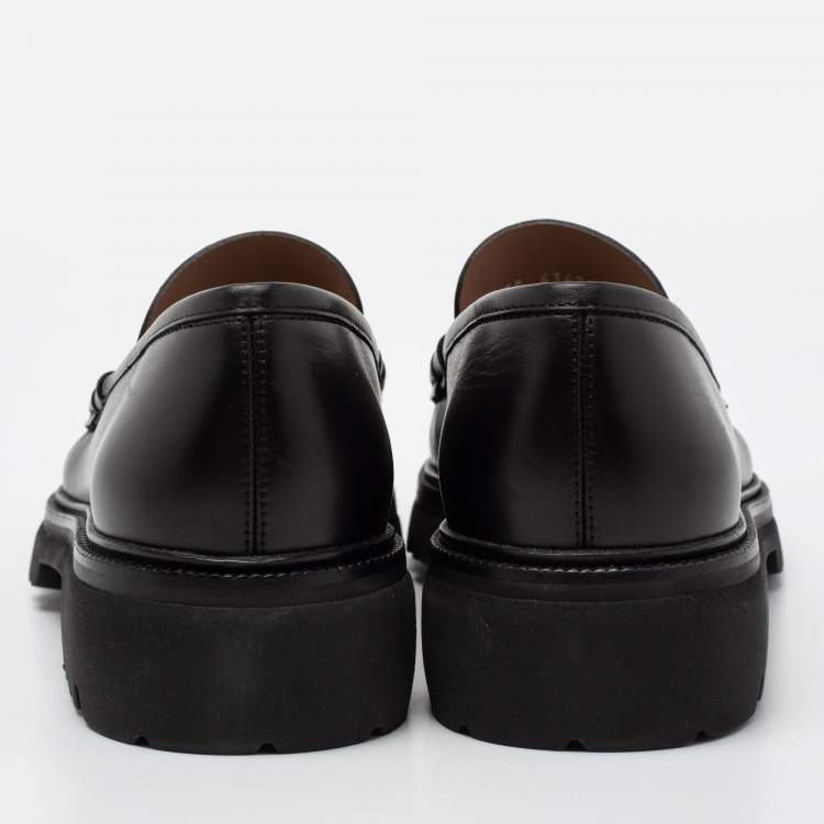 Pre Owned Salvatore Ferragamo Black Leather Gancini Bit Loafers Size 41