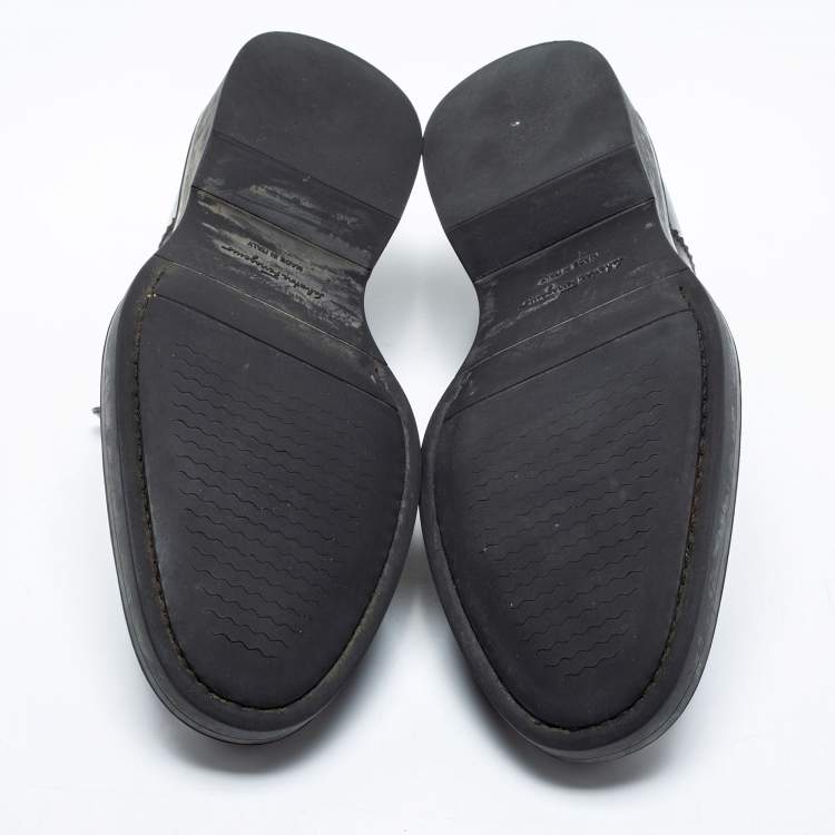 Pre Owned Salvatore Ferragamo Burgundy Brogue Leather Dowling Barolo Slip-On Loafers Size 41.5