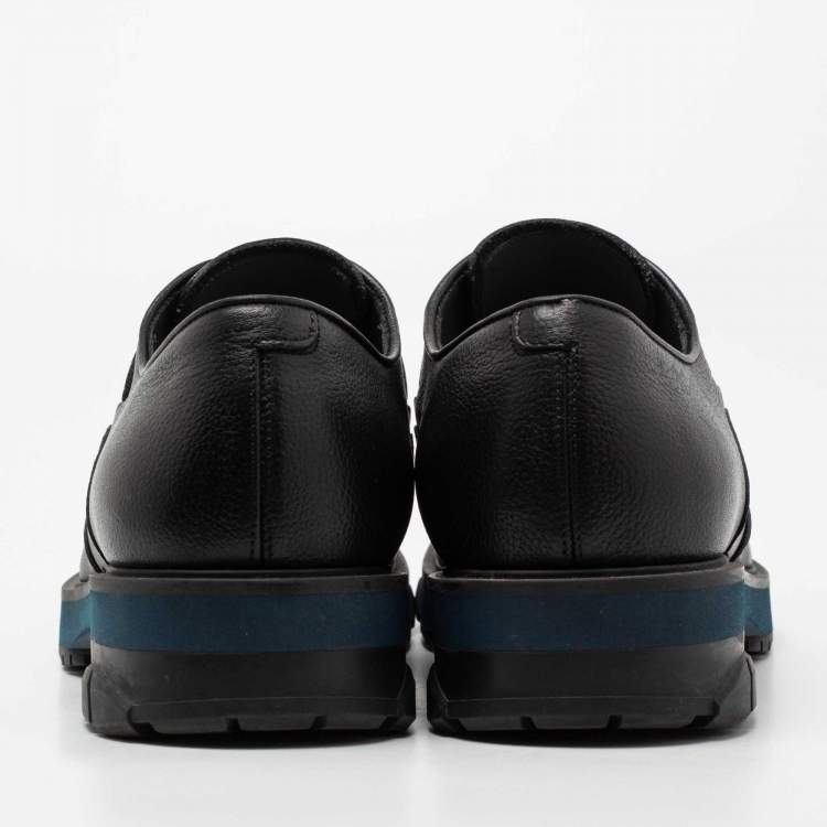 Pre Owned Salvatore Ferragamo Black Leather Oxford Slip-On Sneakers Size 41