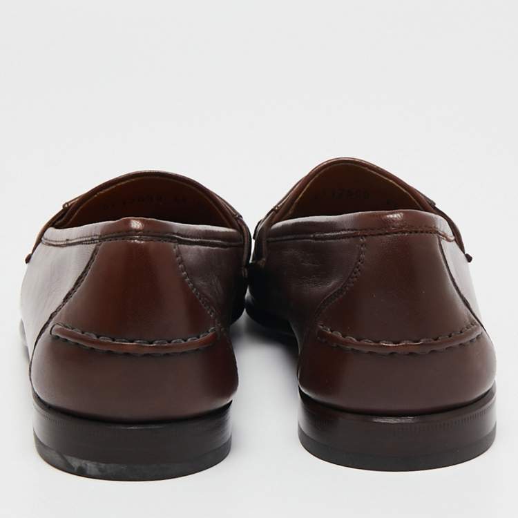 Pre Owned Salvatore Ferragamo Brown Leather Tassel Fringe Loafers Size 43.5