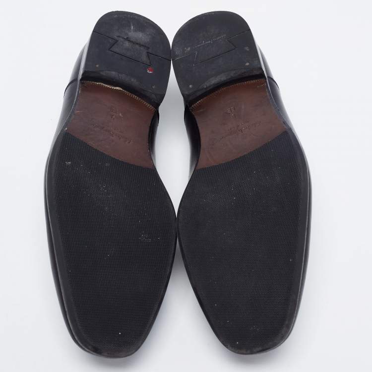Pre Owned Salvatore Ferragamo Black Leather Mattia Buckle Loafers Size 43