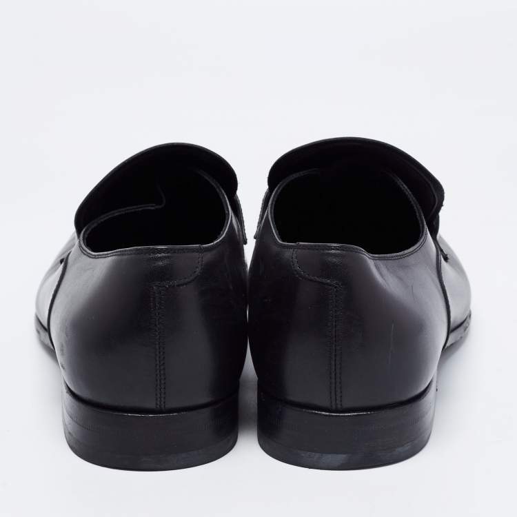 Pre Owned Salvatore Ferragamo Black Leather Mattia Buckle Loafers Size 43