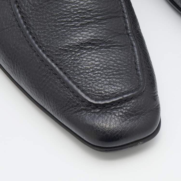 Pre Owned Salvatore Ferragamo Black Leather Mason Gancio Bit Slip On Loafers Size 41