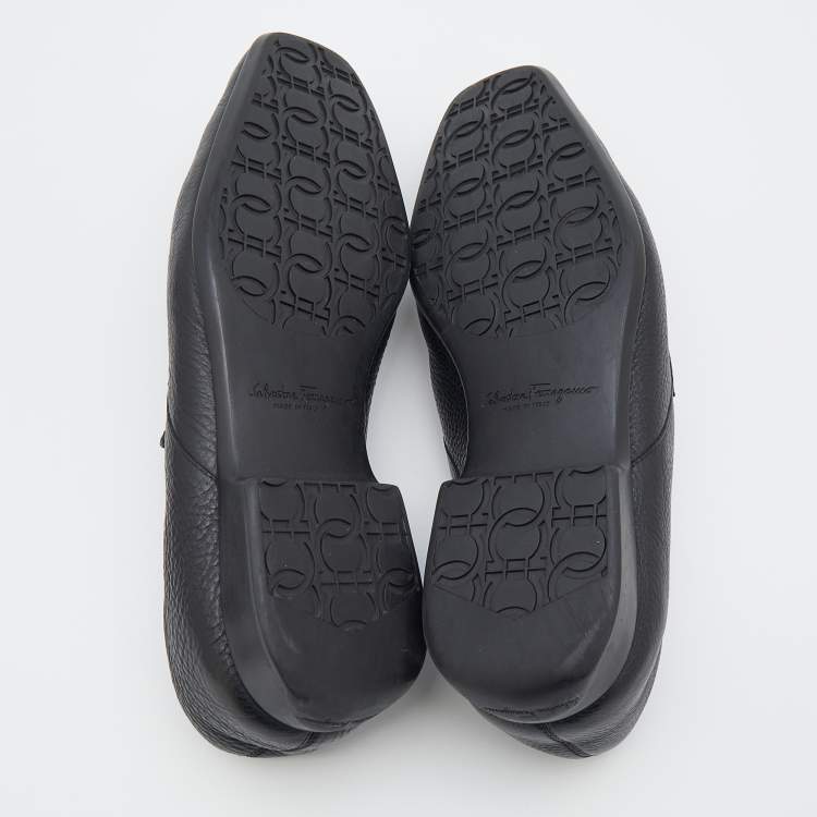 Pre Owned Salvatore Ferragamo Black Leather Mason Gancio Bit Slip On Loafers Size 41