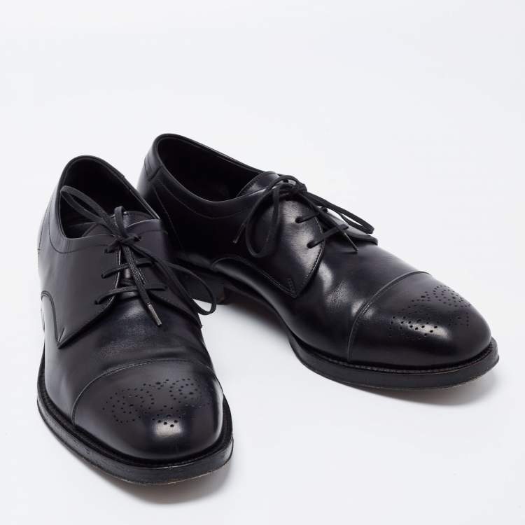 Pre Owned Salvatore Ferragamo Black Leather Oxfords Size 39
