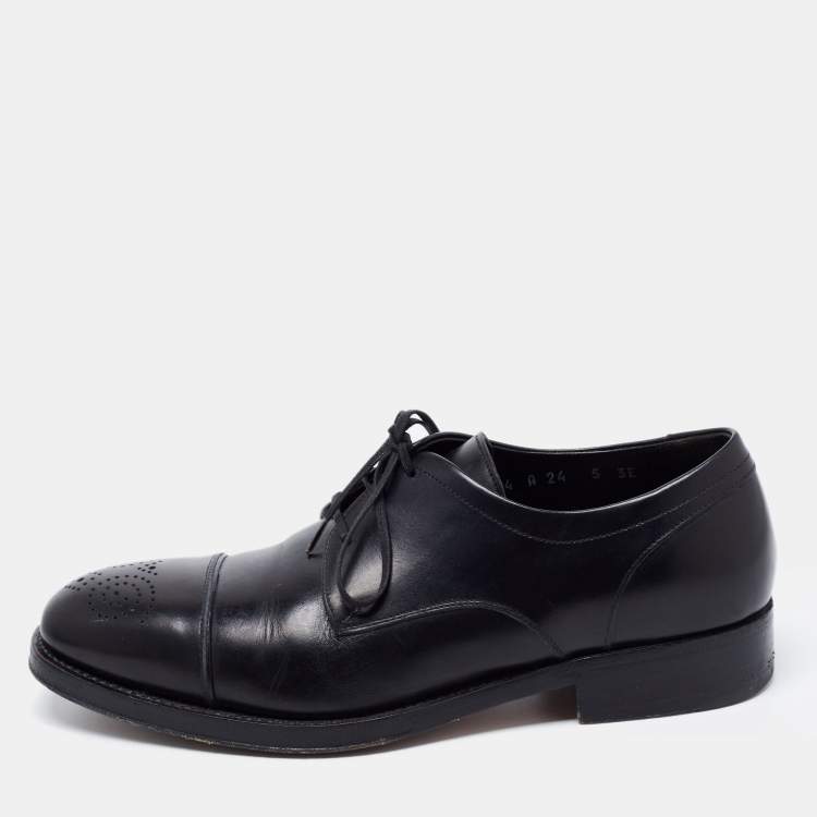 Pre Owned Salvatore Ferragamo Black Leather Oxfords Size 39