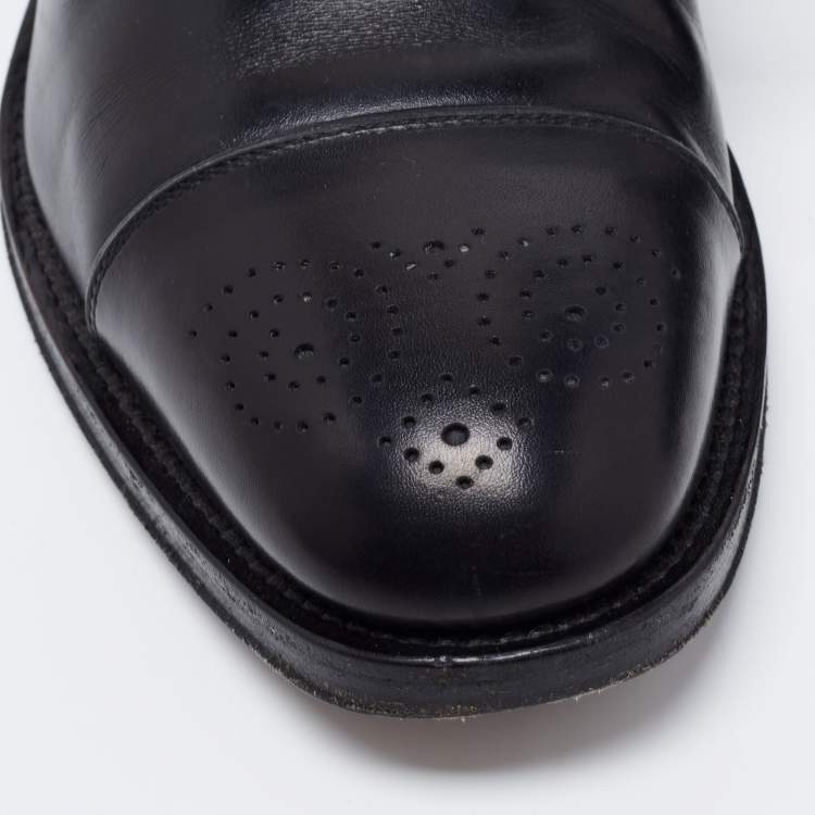 Pre Owned Salvatore Ferragamo Black Leather Oxfords Size 39