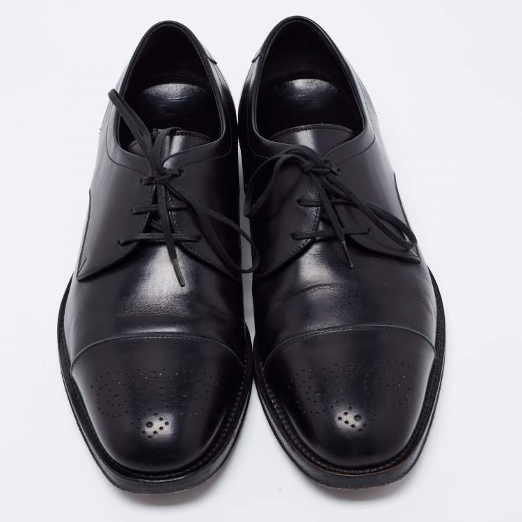 Pre Owned Salvatore Ferragamo Black Leather Oxfords Size 39
