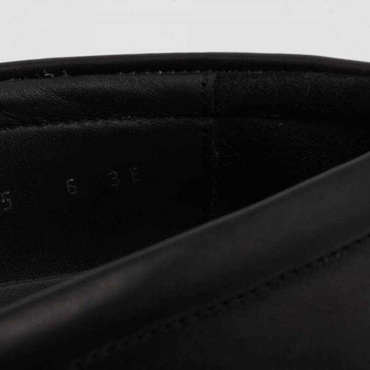 Pre Owned Salvatore Ferragamo Black Leather Logo Slip On Loafers Size 40