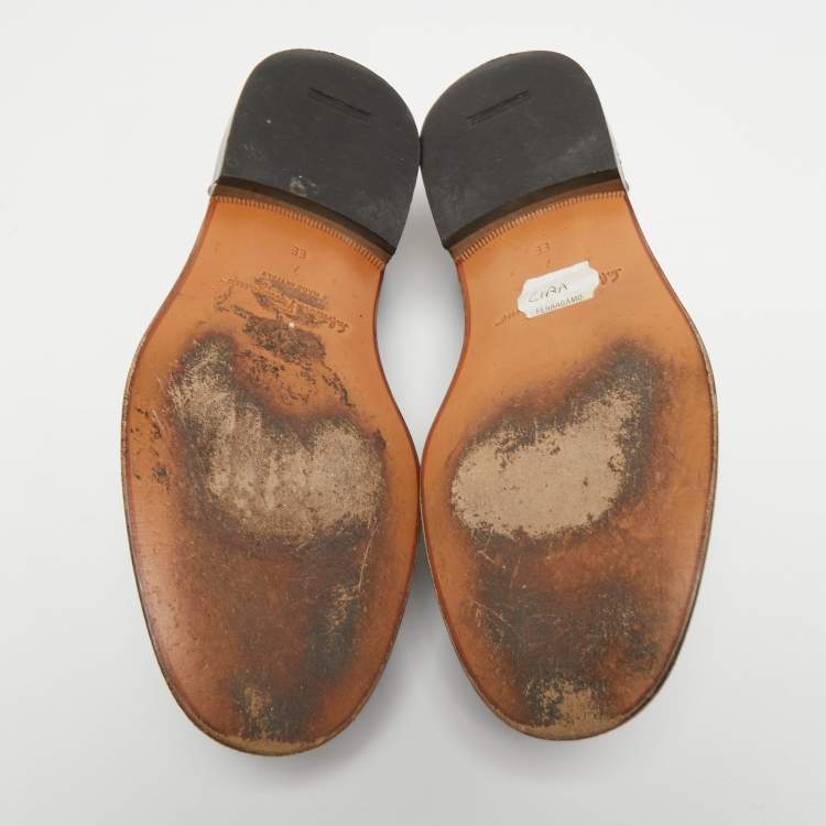 Pre Owned Salvatore Ferragamo Brown Leather Gancini Loafers Size 41