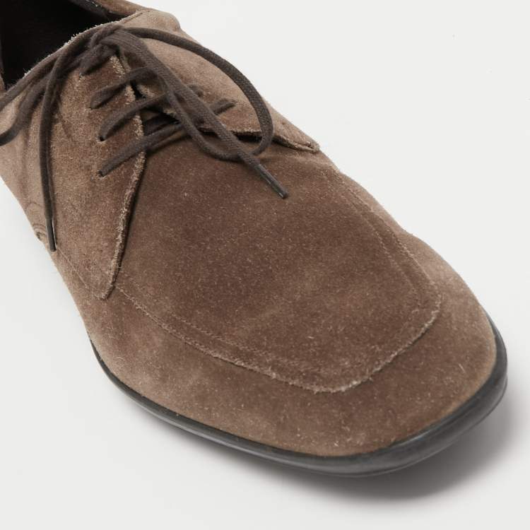 Pre Owned Salvatore Ferragamo Brown Suede Lace Up Sneakers Size 42