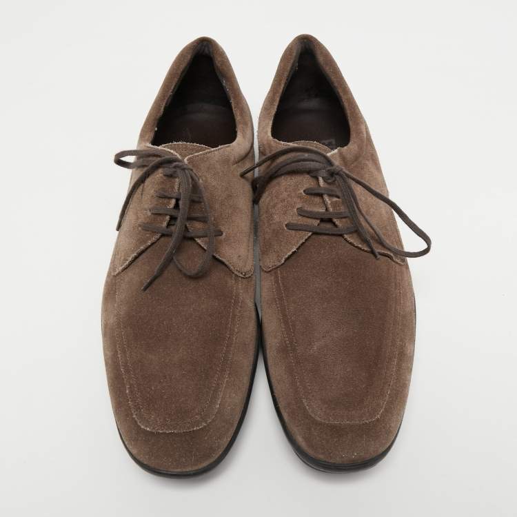 Pre Owned Salvatore Ferragamo Brown Suede Lace Up Sneakers Size 42