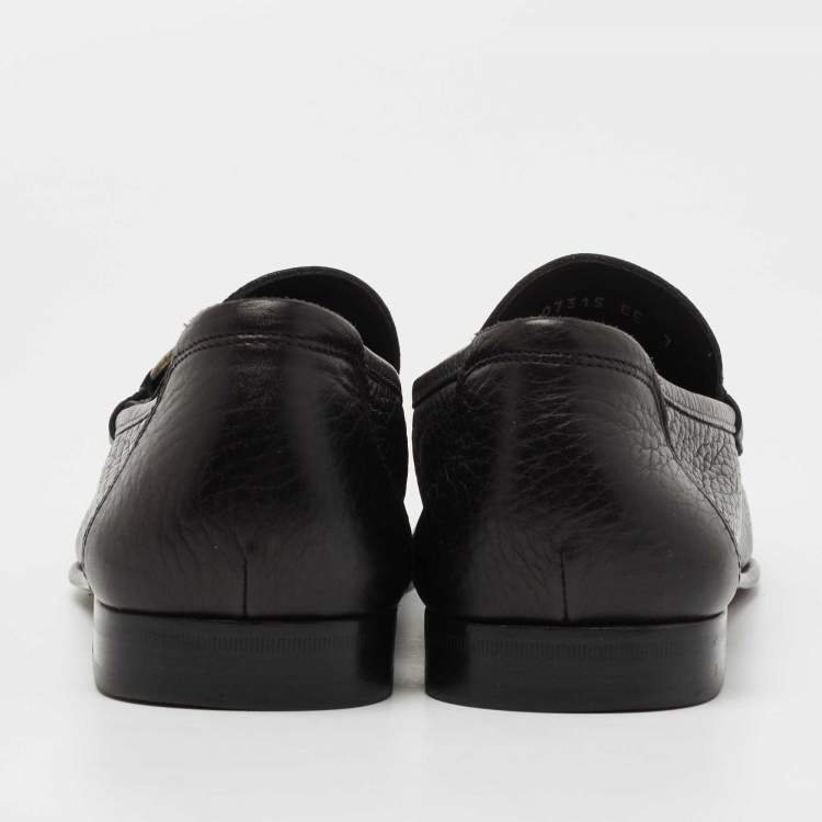 Pre Owned Salvatore Ferragamo Black Leather Gancini Loafers Size 41