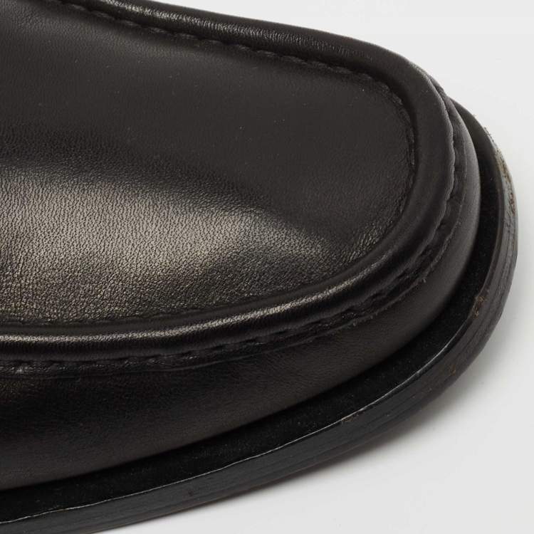 Pre Owned Salvatore Ferragamo Black Leather Slip On Loafers Size 41 