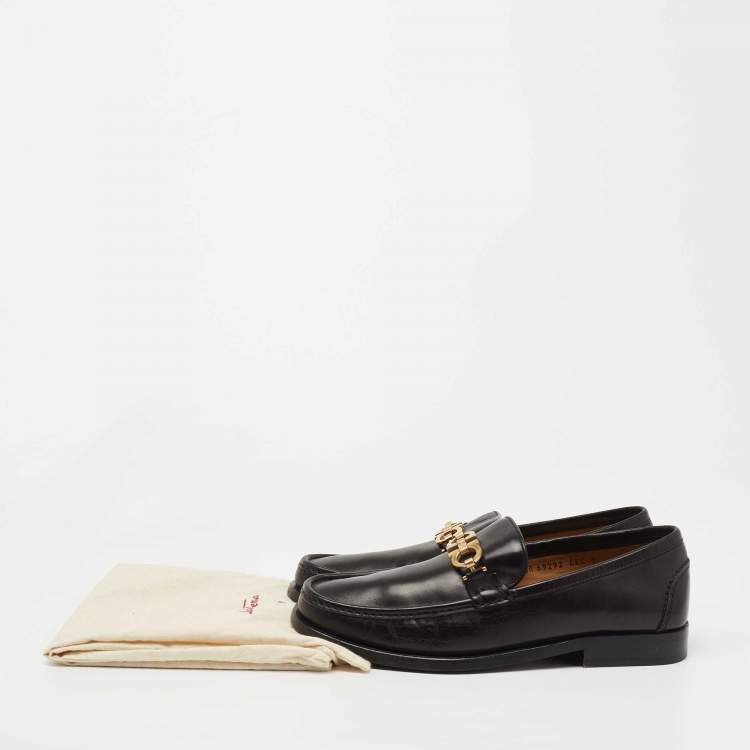 Pre Owned Salvatore Ferragamo Black Leather Slip On Loafers Size 41 