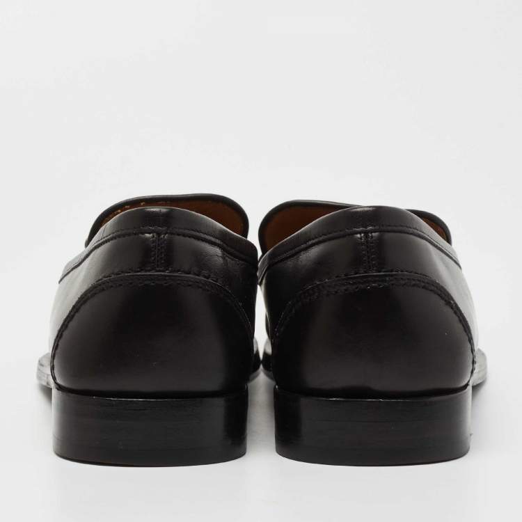 Pre Owned Salvatore Ferragamo Black Leather Slip On Loafers Size 41 