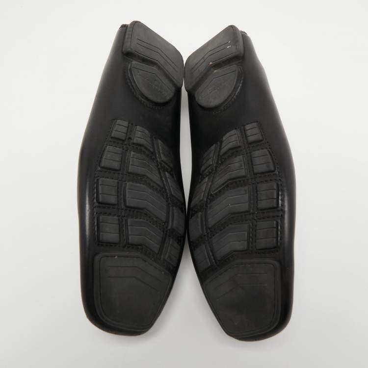 Pre Owned Salvatore Ferragamo Black Leather Slip On Loafers Size 42