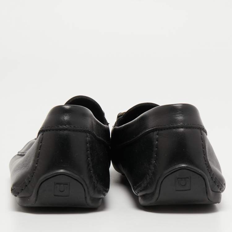 Pre Owned Salvatore Ferragamo Black Leather Slip On Loafers Size 42