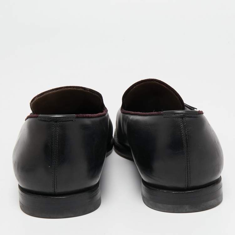 Pre Owned Salvatore Ferragamo Black Leather Tassel Loafers Size 40.5 