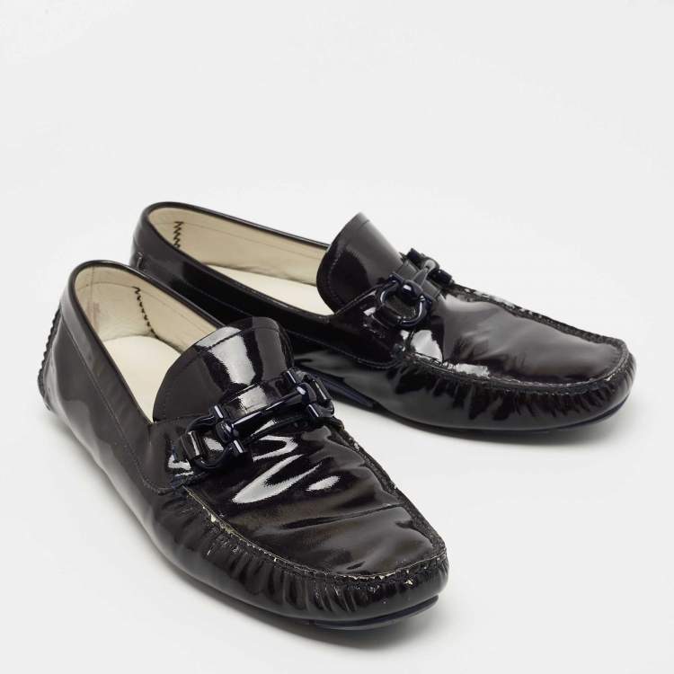 مملوكة مسبقًا Salvatore Ferragamo Dark Purples Patent Leather Mason Loafers Size 44