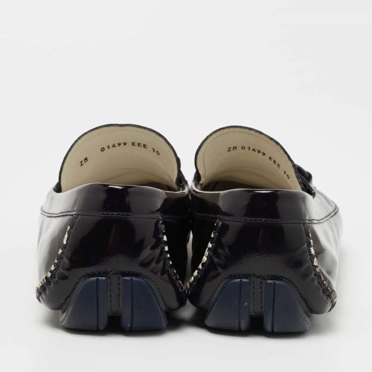 مملوكة مسبقًا Salvatore Ferragamo Dark Purples Patent Leather Mason Loafers Size 44
