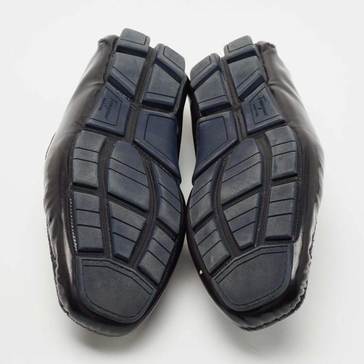 مملوكة مسبقًا Salvatore Ferragamo Dark Purples Patent Leather Mason Loafers Size 44